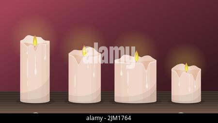 Burning Candle Dripping Or Flowing Wax Realistic Stock