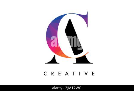 CA Letter Design with Creative Cut and Colorful Rainbow Texture. AC ...