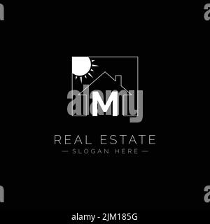 Real Estate Logo for Letter M - Home and House icon With Letter M for Property Business - Realtor Logo Stock Vector