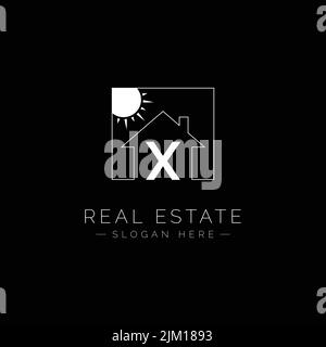 Real Estate Logo for Letter X - Home and House icon With Letter X for Property Business - Realtor Logo Stock Vector