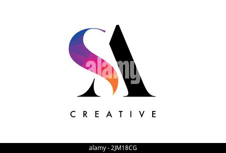 SA Minimalist Serif Modern Letter Logo in Black and White. SA Creative ...