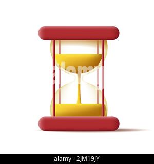 3d digital icon of sand clock, transparent glass. Vector illustration Stock Vector