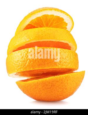 Sliced orange fruit isolated on white background. Stock Photo