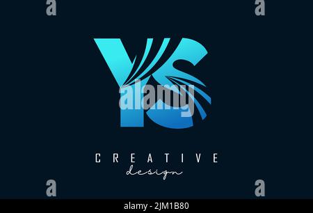 Creative blue letter YS y s logo with leading lines and road concept design. Letters with geometric design. Vector Illustration with letter and creati Stock Vector
