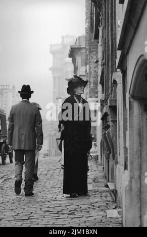 Brussels, Belgium - August 12, 1992: Anna Chancellor actress on the set of - the chocolate box - Hercule Poirot at the Poelaert square in Brussels Stock Photo