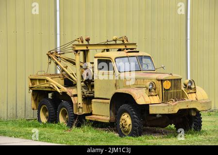 Lelystad, Netherlands. July 2022. An old crane truck. High quality photo Stock Photo