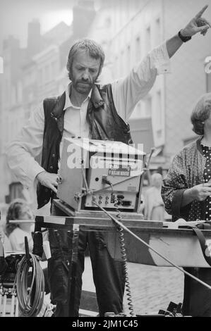 Brussels, Belgium - August 12, 1992: Ken Grieve director on the set of - the chocolate box - Hercule Poirot at the Poelaert square in Brussels Stock Photo