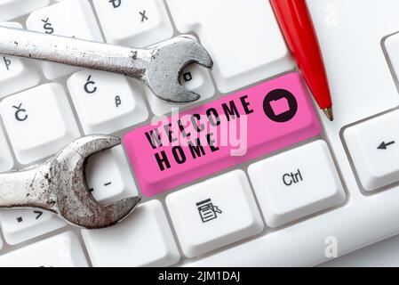 Conceptual caption Welcome Home. Word Written on Expression Greetings New Owners Domicile Doormat Entry -48633 Stock Photo