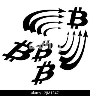 Silhouette Bitcoin BTC token symbol with explosive filled with circles ...