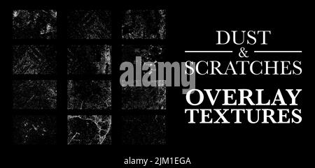 set of dust and scratches overlay textures, vector illustration Stock Vector