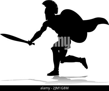 Spartan Silhouette Gladiator Trojan Greek Warrior Stock Vector