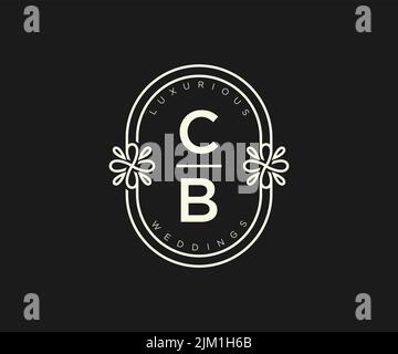 CB Initials letter Wedding monogram logos template, hand drawn modern minimalistic and floral templates for Invitation cards, Save the Date, elegant Stock Vector