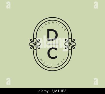 DCInitials letter Wedding monogram logos template, hand drawn modern minimalistic and floral templates for Invitation cards, Save the Date, elegant Stock Vector