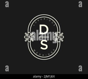 DS Initials letter Wedding monogram logos template, hand drawn modern minimalistic and floral templates for Invitation cards, Save the Date, elegant Stock Vector