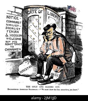 The only one barred out [caricature of Chinese man seated outside ...