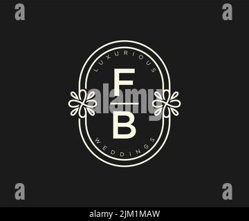 FB Initials letter Wedding monogram logos template, hand drawn modern minimalistic and floral templates for Invitation cards, Save the Date, elegant Stock Vector