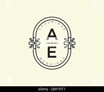 AE Initials letter Wedding monogram logos template, hand drawn modern ...