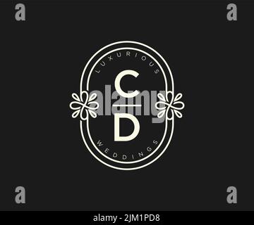 CD Initials letter Wedding monogram logos template, hand drawn modern minimalistic and floral templates for Invitation cards, Save the Date, elegant Stock Vector