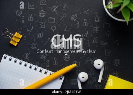 Concept business marketing acronym CMS or Content Management System. Stock Photo