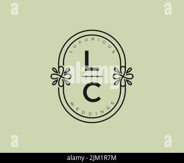 LC Initials letter Wedding monogram logos template, hand drawn modern minimalistic and floral templates for Invitation cards, Save the Date, elegant Stock Vector