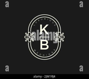 KB Initials letter Wedding monogram logos template, hand drawn modern minimalistic and floral templates for Invitation cards, Save the Date, elegant Stock Vector