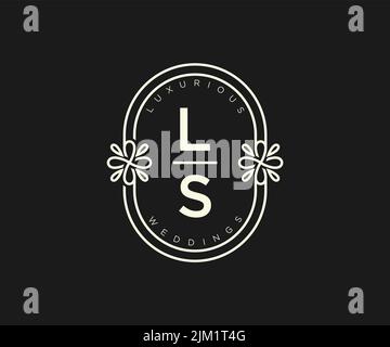 LS Initials letter Wedding monogram logos template, hand drawn modern minimalistic and floral templates for Invitation cards, Save the Date, elegant Stock Vector