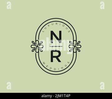 NR Initials letter Wedding monogram logos template, hand drawn modern minimalistic and floral templates for Invitation cards, Save the Date, elegant Stock Vector