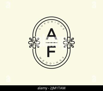 AF Initials letter Wedding monogram logos template, hand drawn modern minimalistic and floral templates for Invitation cards, Save the Date, elegant Stock Vector