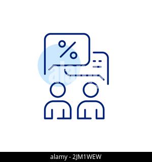 Loan and investment financial advisory. Giving consultation in the chat. Pixel perfect, editable stroke line art icon Stock Vector