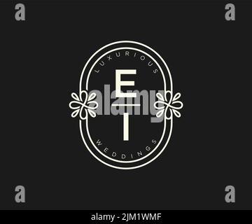 EI Initials letter Wedding monogram logos template, hand drawn modern minimalistic and floral templates for Invitation cards, Save the Date, elegant Stock Vector