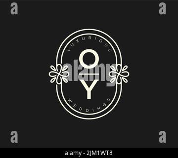 OY Initials letter Wedding monogram logos template, hand drawn modern minimalistic and floral templates for Invitation cards, Save the Date, elegant Stock Vector