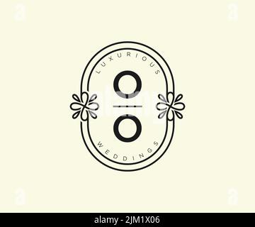 OO Initials letter Wedding monogram logos template, hand drawn modern minimalistic and floral templates for Invitation cards, Save the Date, elegant Stock Vector