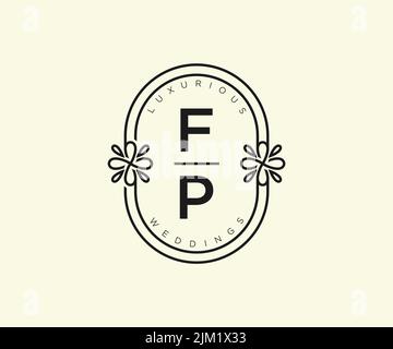 FP Initials letter Wedding monogram logos template, hand drawn modern minimalistic and floral templates for Invitation cards, Save the Date, elegant Stock Vector