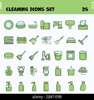 https://l450v.alamy.com/450v/2jm1x9b/green-and-blue-color-set-of-cleaning-icons-set-in-flat-style-2jm1x9b.jpg