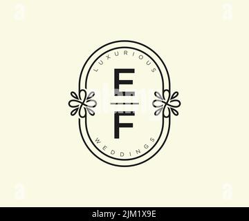 EF Initials letter Wedding monogram logos template, hand drawn modern minimalistic and floral templates for Invitation cards, Save the Date, elegant Stock Vector