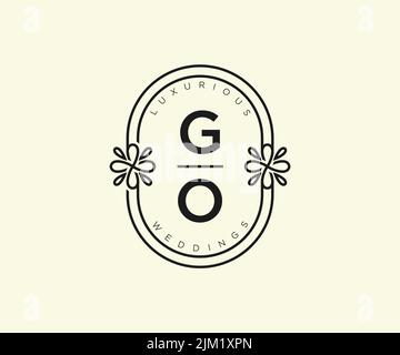 GO Initials letter Wedding monogram logos template, hand drawn modern minimalistic and floral templates for Invitation cards, Save the Date, elegant Stock Vector