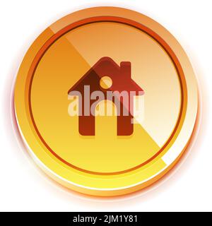 Glossy isolated bright button with shadow Stock Vector