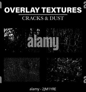 set of cracks and dust overlay textures, vector illustration Stock Vector