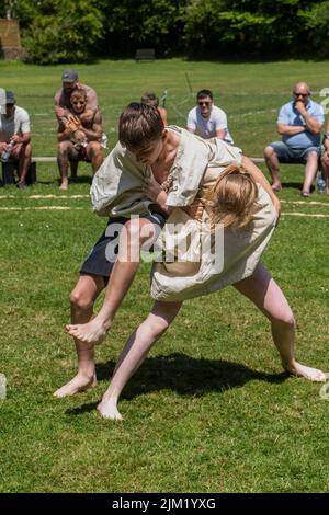 very young young little girl wrestling 