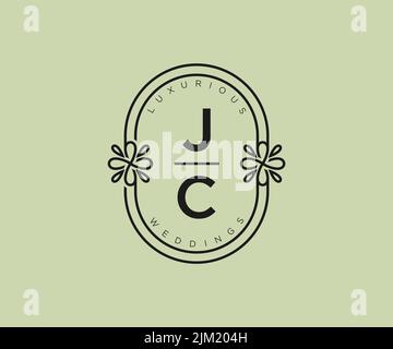 JC Initials letter Wedding monogram logos template, hand drawn modern minimalistic and floral templates for Invitation cards, Save the Date, elegant Stock Vector