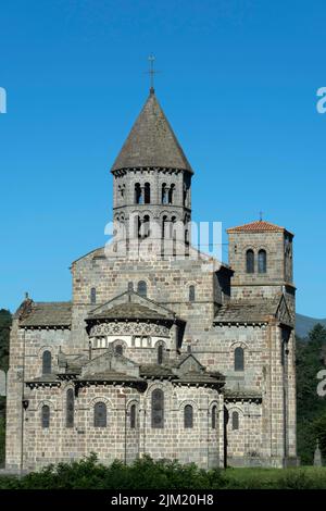 Romanesque church of Saint Nectaire, regional natural park of the Auvergne volcanoes, Puy de Dome, Auvergne Rhone Alpes, France Stock Photo