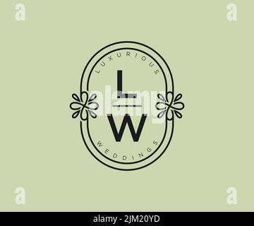 LW Initials letter Wedding monogram logos template, hand drawn modern minimalistic and floral templates for Invitation cards, Save the Date, elegant Stock Vector