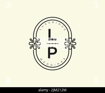 LP Initials letter Wedding monogram logos template, hand drawn modern minimalistic and floral templates for Invitation cards, Save the Date, elegant Stock Vector