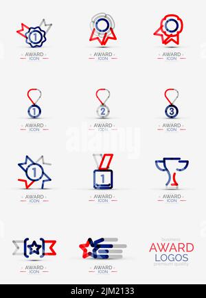 Set of Award icons, Logos. Modern business symbol, minimal outline design Stock Vector