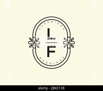 LF Initials letter Wedding monogram logos template, hand drawn modern minimalistic and floral templates for Invitation cards, Save the Date, elegant Stock Vector
