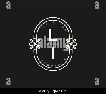 LI Initials letter Wedding monogram logos template, hand drawn modern minimalistic and floral templates for Invitation cards, Save the Date, elegant Stock Vector