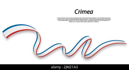 Waving ribbon or stripe with flag of Crimea is a region of Russia Stock Vector