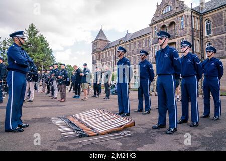 Members of the US Air Force during the working rehearsal for this year's Royal Edinburgh Military Tattoo, entitled Voices, at Redford Barracks, Edinburgh. Picture date: Thursday August 4, 2022. Stock Photo
