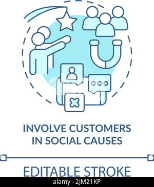 Involve customers in social causes turquoise concept icon Stock Vector
