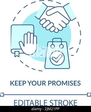 Keep your promises turquoise concept icon Stock Vector